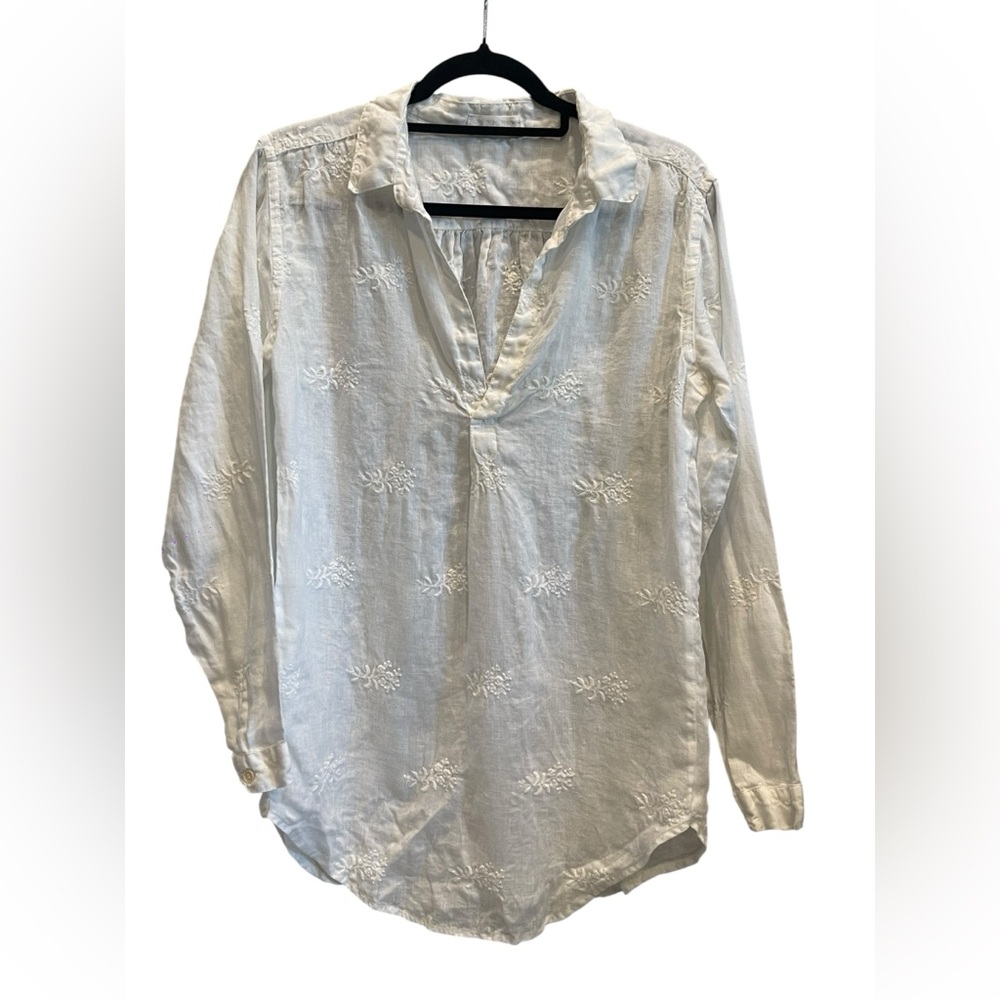 CP SHADES Womens Small White PLAID LAGENLOOK Top